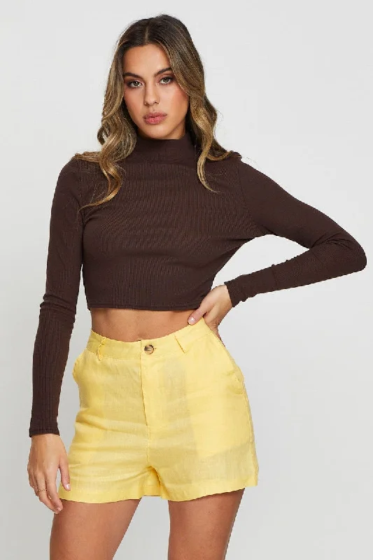 Brown Cut Out Top Long SleeveDon’t Wait – Deals Won’t Last!