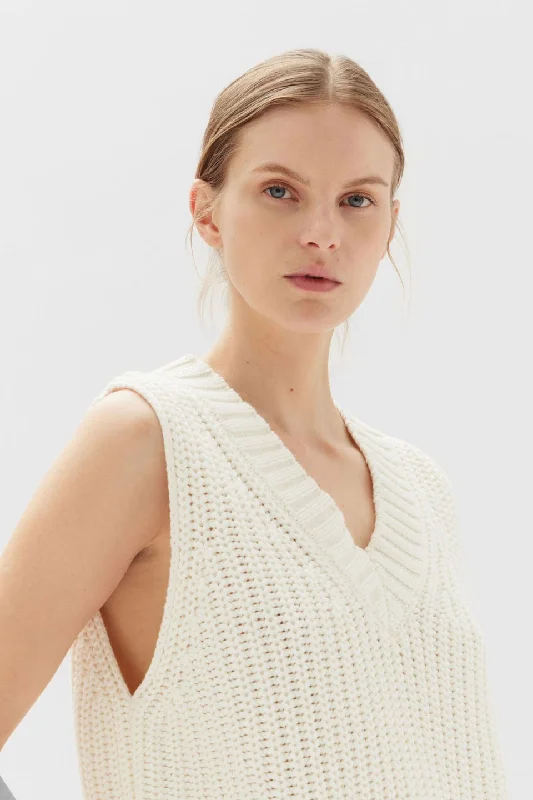 Charlotte Antique White Cotton Knit VestSave More with Every Purchase!