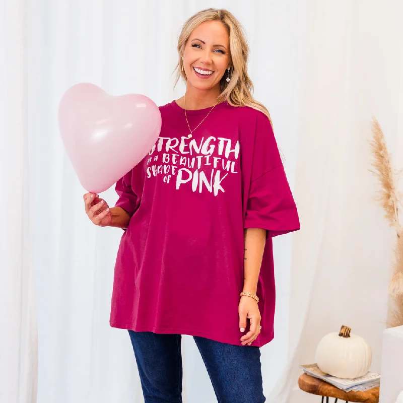 Girls Run The World Boyfriend Tee, MagentaOnly a Few Left – Order Now!