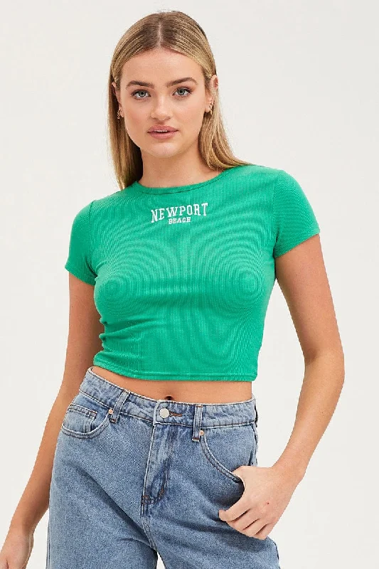 Green Graphic Top Short SleeveExclusive Deals Just for You!