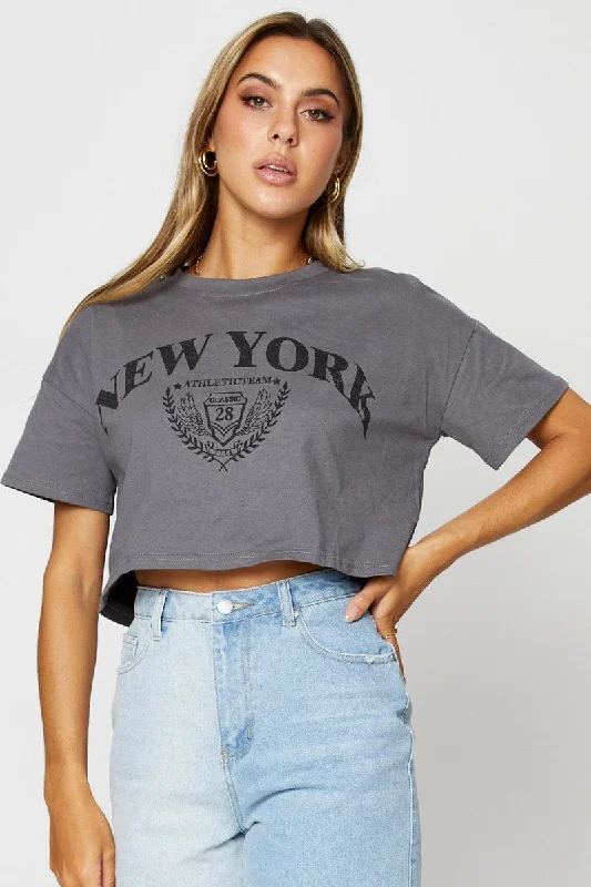 Grey Graphic T Shirt Short SleeveBigger Savings, Better Shopping!