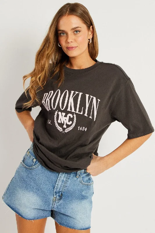 Grey Graphic Tee Short SleeveScore Big Savings Today!