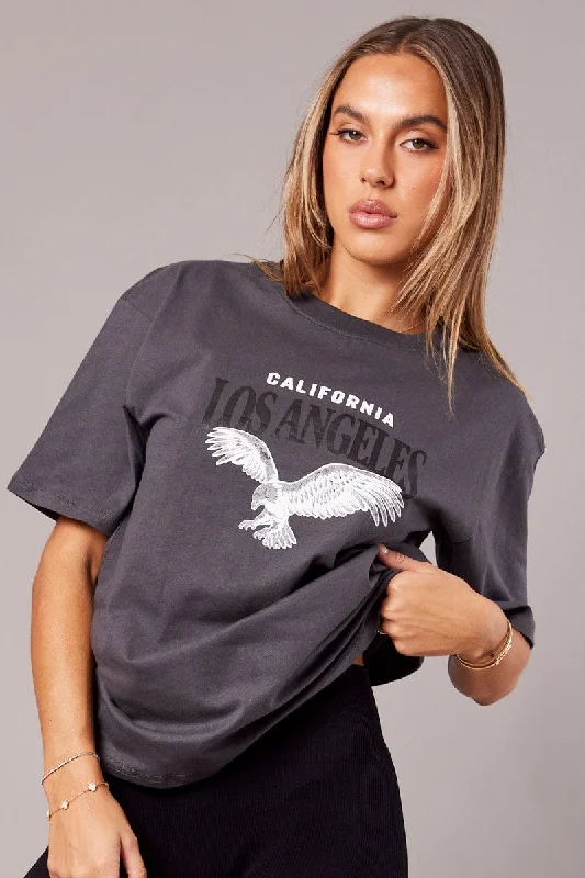 Grey Graphic Tee Short SleeveLimited Edition, Limited Price!