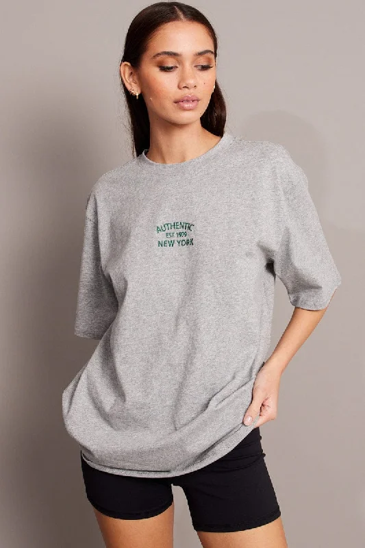 Grey Graphic Tee Short SleeveHot Deals You Can’t Resist!