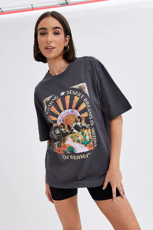 Grey T Shirt Short Sleeve Crew NeckBuy More, Save More!