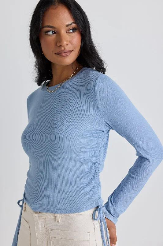 Inclined Duck Egg Rib Rouched Side LS TeeEvery Deal is a Steal!