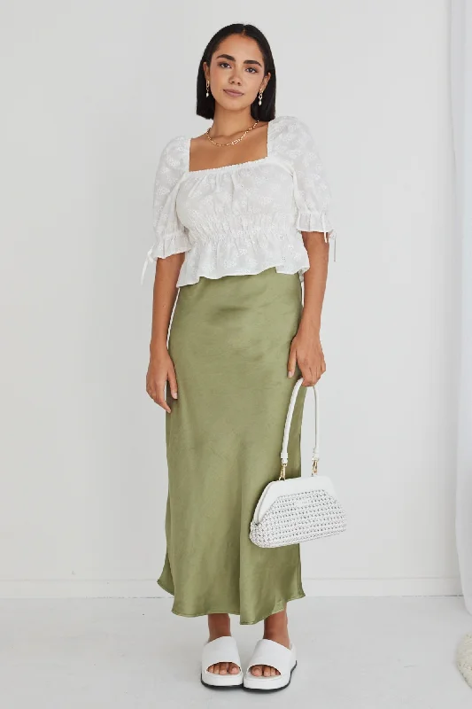 Intricate White Broidery Square Neck TopBest Deals Just for You!
