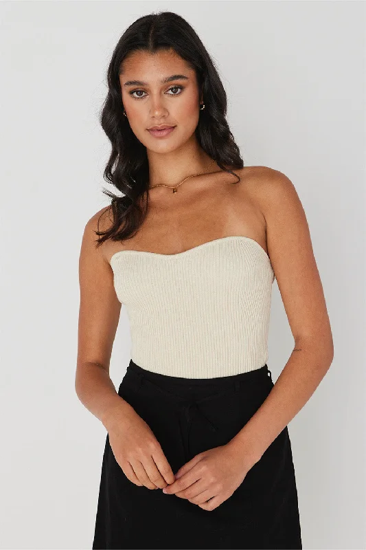 Mode Ecru Bandeau Knit TopAmazing Prices You Can’t Resist!