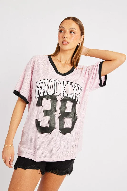 Pink Graphic Tee Short SleeveUnmissable Offers Await!