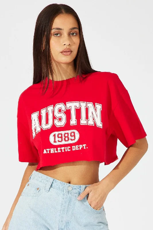Red Graphic Tee Short SleeveGreat Deals, Just for You!