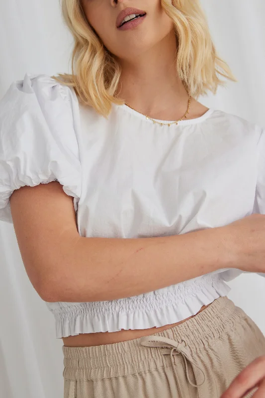 Sofia White Poplin SS Shirred Hem TopScore Big Savings Today!