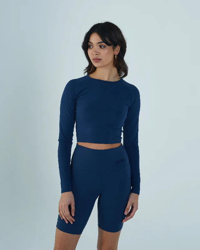 Una Crop Long Sleeve Top Peacock NavyBuy One, Get One Free!
