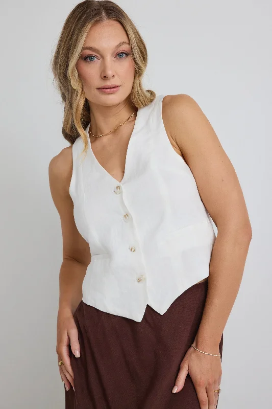 Virgo White Linen VestMore Discounts, More Joy!