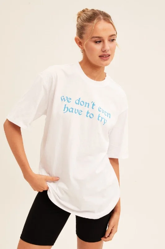 White Graphic T Shirt Short Sleeve Crew NeckInstant Savings Await!