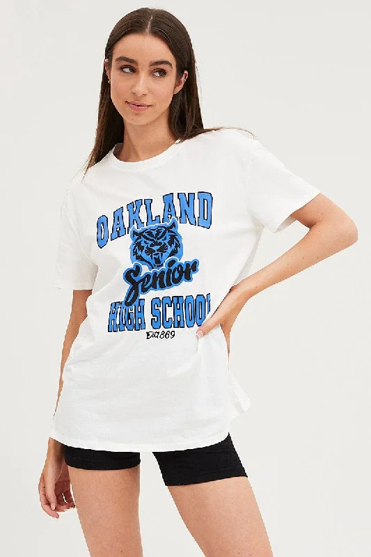 White Graphic T Shirt Short SleeveSave Money, Shop Happy!