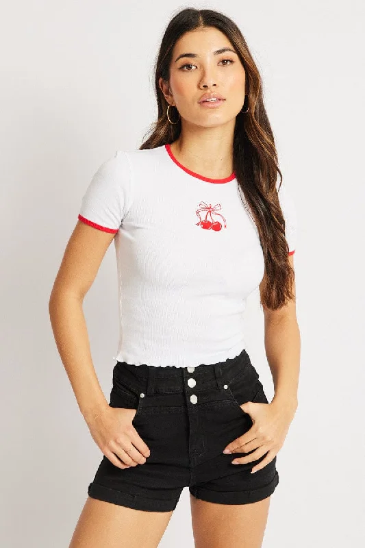 White Graphic Tee Short SleeveHuge Price Cuts Await!