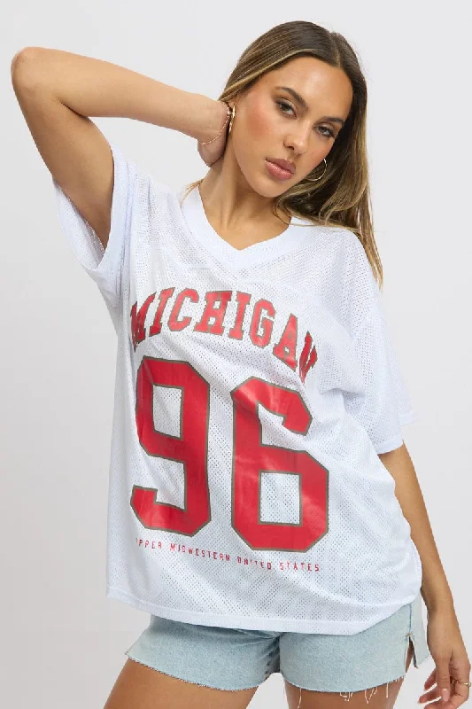 White Sports Tee Short SleeveSpecial Offer – Act Fast!