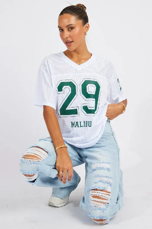 White Sports Tee Short SleeveShop More, Spend Less!