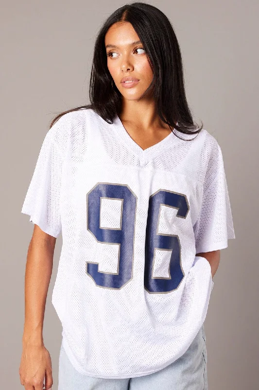 White Sports Tee Short SleeveCrazy Discounts Inside!